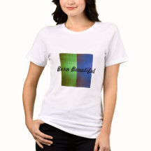 Mooie witte T-shirt 'Born Beautiful' in blauwe en 