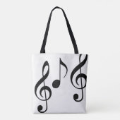 Mooie witte tassen tas met zwarte muzieknoten (Achterkant)