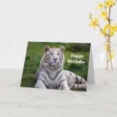 Mooie witte tijger foto van Birthday Kaart (Gele Bloem)