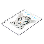 Mooie witte tijger met blauwe ogen notitieboek (Linkerzijde)