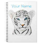Mooie witte tijger met blauwe ogen notitieboek (Voorkant)