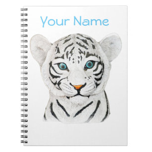 Mooie witte tijger met blauwe ogen notitieboek
