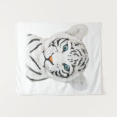 Mooie witte tijger met blauwe ogen wandkleed (Voorkant (horizontaal))