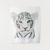 Mooie witte tijger met blauwe ogen wandkleed (Voorkant)