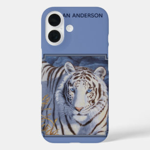 Mooie witte tijger met kristalblauwe ogen iPhone 16 hoesje