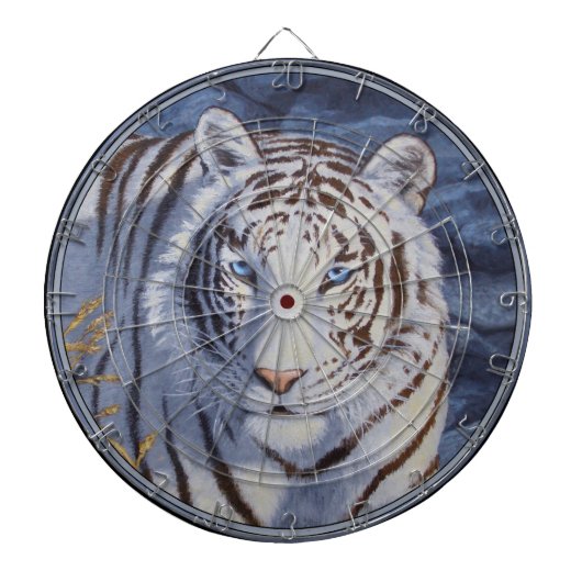 Mooie witte tijger met kristalblauwe ogen dartbord (Voorkant)