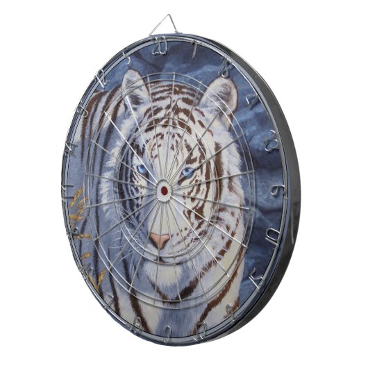 Mooie witte tijger met kristalblauwe ogen dartbord (Voorkant Rechts)