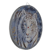 Mooie witte tijger met kristalblauwe ogen dartbord (Voorkant Links)