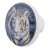 Mooie witte tijger met kristalblauwe ogen keramische knop (Rechts)