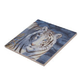 Mooie witte tijger met kristalblauwe ogen tegeltje (Zijkant)