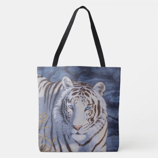 Mooie witte tijger met kristalblauwe ogen tote bag (Voorkant)