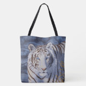 Mooie witte tijger met kristalblauwe ogen tote bag (Achterkant)