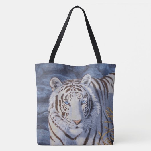 Mooie witte tijger met kristalblauwe ogen tote bag (Achterkant)