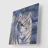 Mooie witte tijger met kristalblauwe ogen vierkante klok (Hoek)