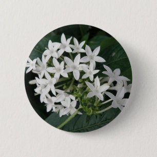 Mooie witte Tropische Button met bloemen