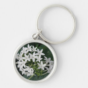 Mooie witte Tropische Sleutelhanger met bloemen