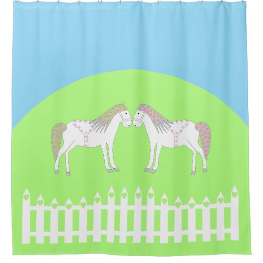 Mooie witte trouwpaarden douchegordijn (Voorkant)