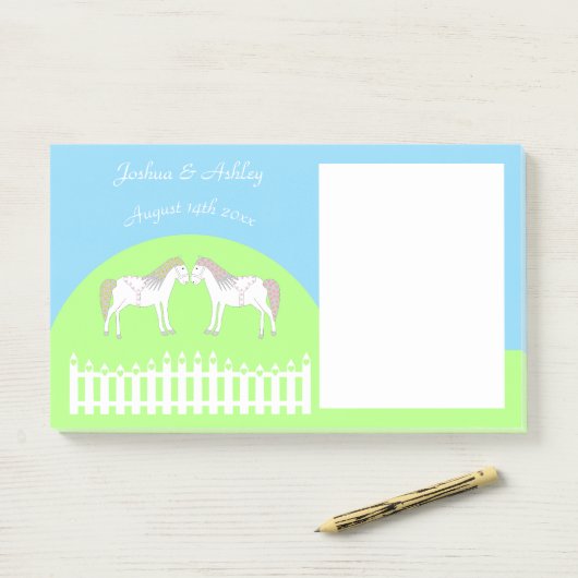 Mooie Witte Trouwpaarden Op Maat Post-it® Notes (Op bureau)