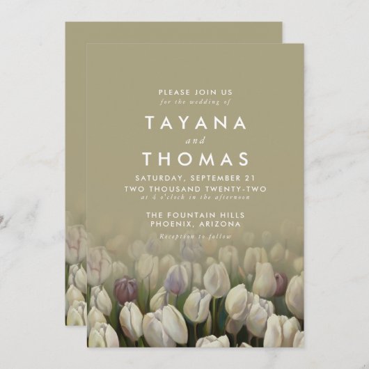 Mooie witte tulpen schilderen Weddenschap Kaart (Voorkant / Achterkant)