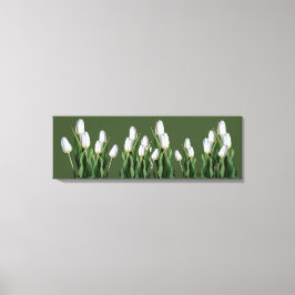 Mooie witte tulpenbloem groen moderne bloemen canvas afdruk