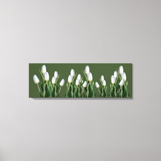 Mooie witte tulpenbloem groen moderne bloemen canvas afdruk (Voorkant)