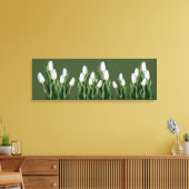 Mooie witte tulpenbloem groen moderne bloemen canvas afdruk (Insitu (Woonkamer))