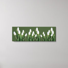 Mooie witte tulpenbloem groen moderne bloemen canvas afdruk