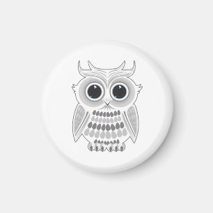 Mooie Witte Uil Grote Ogen Bosdier Koelkast Kunst Magneet