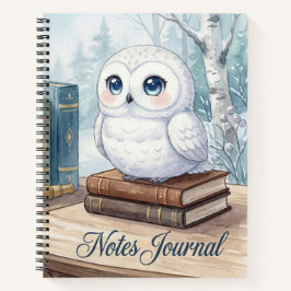 Mooie witte uil notities journaal notitieboek