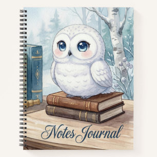 Mooie witte uil notities journaal notitieboek