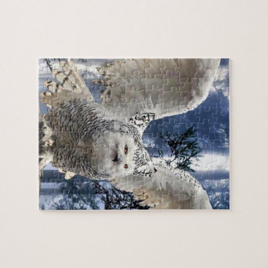 mooie witte uilpuzzel legpuzzel (Horizontaal)