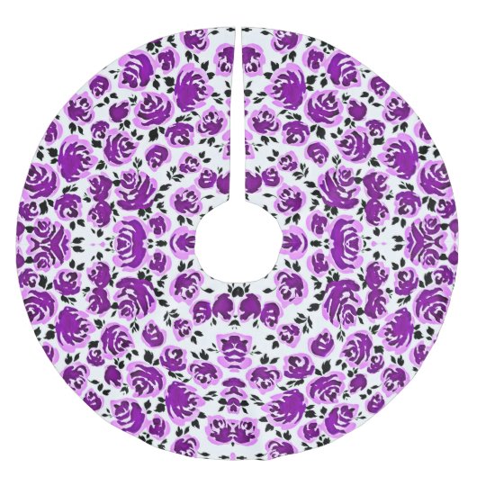 Mooie witte vioolrozen patronen kerstboom rok (Voorkant)