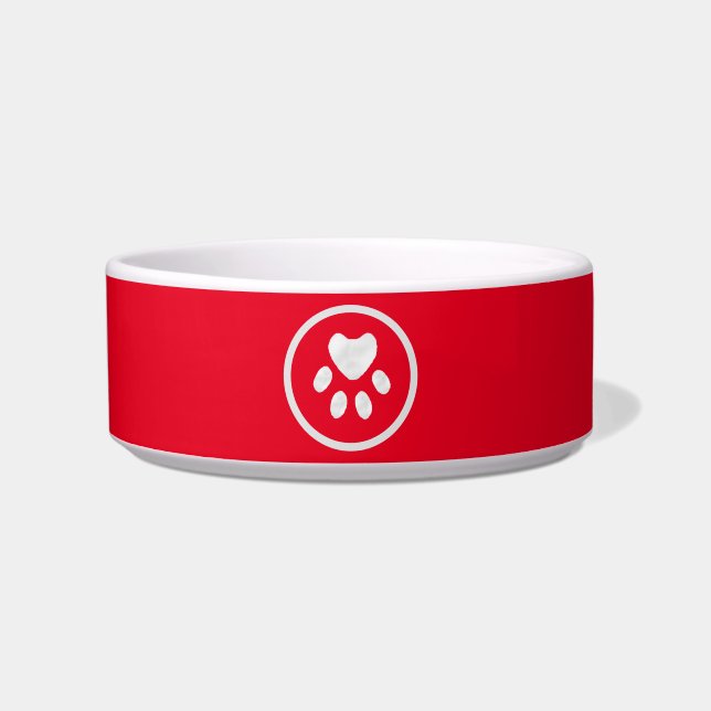 Mooie witte vlek op rood voerbakje (Voorkant)