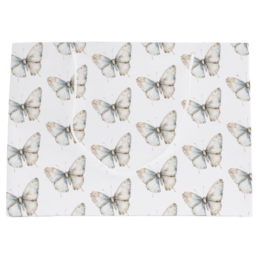 Mooie Witte Vlinder Bruidsdouche Groot Cadeauzakje (Voorkant)