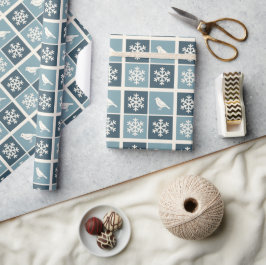Mooie Witte Vogels & Sneeuwvlokken Kerstmis Winter Cadeaupapier