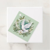 Mooie witte vredesduif bedankjes labels (In situ)