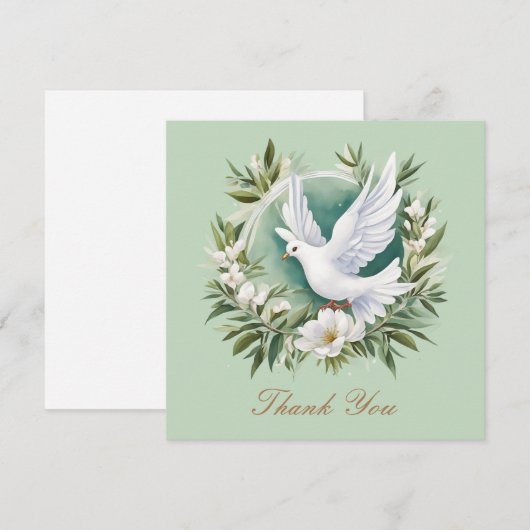 Mooie witte vredesduif bedankkaart (Voorkant / Achterkant)