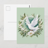 Mooie witte vredesduif briefkaart (Voorkant / Achterkant)
