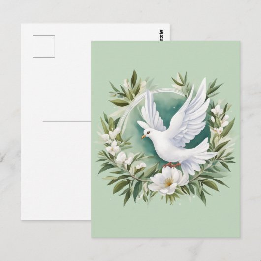 Mooie witte vredesduif briefkaart (Voorkant / Achterkant)