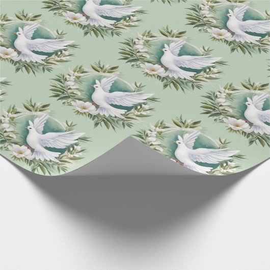 Mooie witte vredesduif cadeaupapier (Hoek)