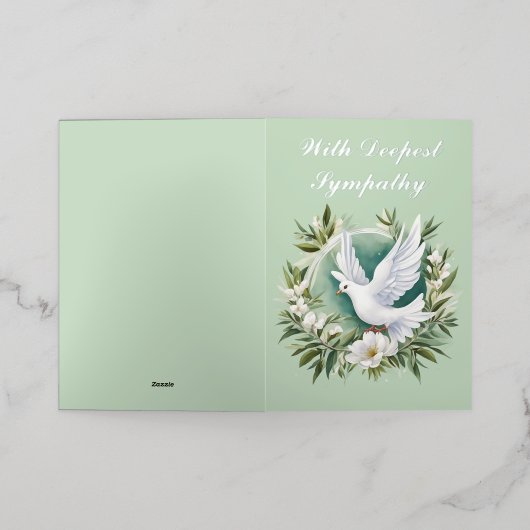 Mooie witte vredesduif folie feestdagenkaart (Buiten Laag)