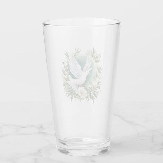 Mooie witte vredesduif glas (Achterkant)