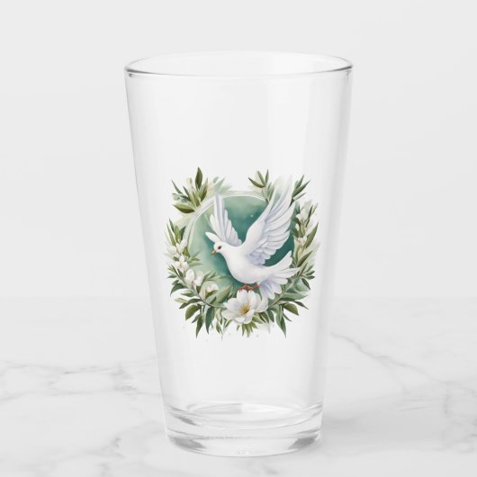 Mooie witte vredesduif glas (Voorkant)