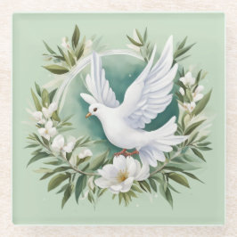 Mooie witte vredesduif glazen onderzetter