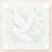 Mooie witte vredesduif glazen onderzetter (Achterkant)