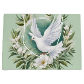 Mooie witte vredesduif groot cadeauzakje (Voorkant)