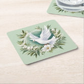 Mooie witte vredesduif kartonnen onderzetters (Schuin)