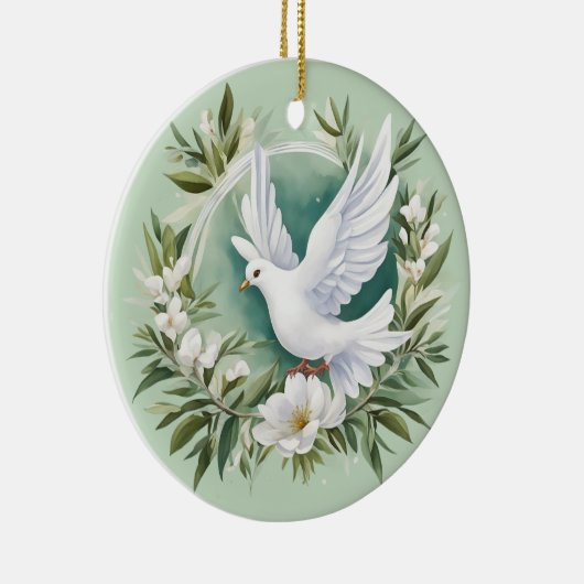 Mooie witte vredesduif keramisch ornament (Rechts)