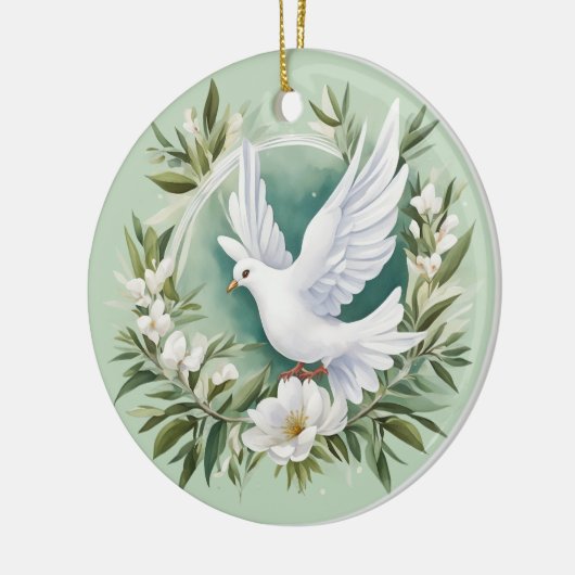 Mooie witte vredesduif keramisch ornament (Links)