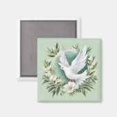 Mooie witte vredesduif magneet (Voorkant / Achterkant)